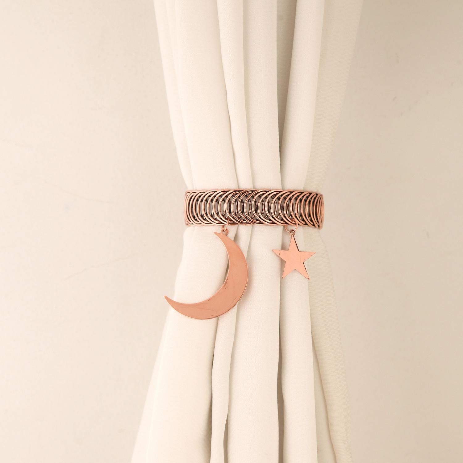 

1Pc Simple Curtain Buckle Star Moon Spring Ring Curtain Strap Perforated Curtain Buckle бронзовий