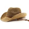 Ethnic Style Western Cowboy Hat Solid Color Fisherman Hat Retro Sunscreen Straw Hat  Travel