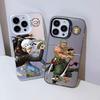 ONE PIECE Luffy Ace Mobile Phone Case iPhone17pm Trendy Cool Anti-drop Colored Silver IMD Apple 16pro Boys