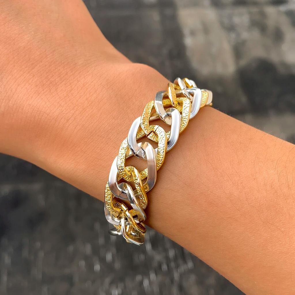 Exaggerated Cuban Curb Chunky Thick Chain Bracelets for Women Trendy 2025 Punk Lock Charm Bangles Grunge Jewelry Steampunk Men