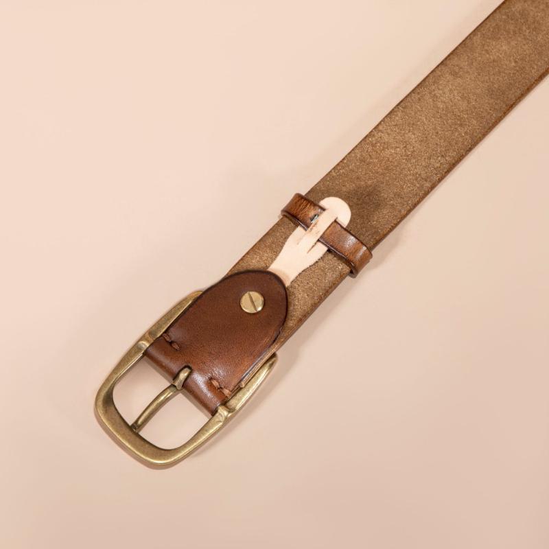 Thickened Double-sided Available Vegetable Tanned First-layer Cowhide Copper Buckle Belt Men's Genuine Leather Pin Buckle High-end Belt