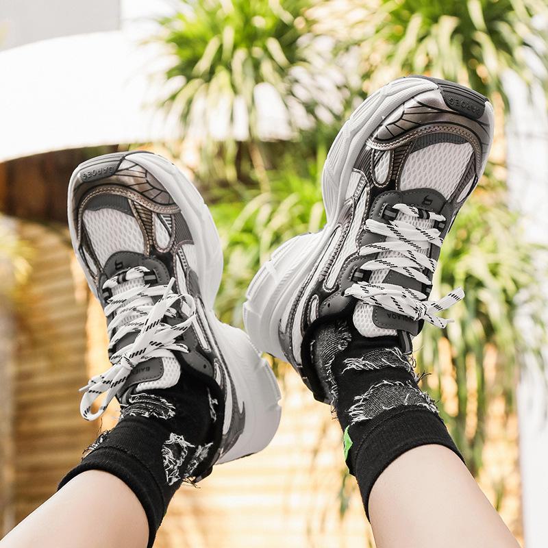 2023 Men's Low-Top Mesh Breathable Sneakers - Thick Sole, Heightened Cushioning, Casual Running Shoes YH917