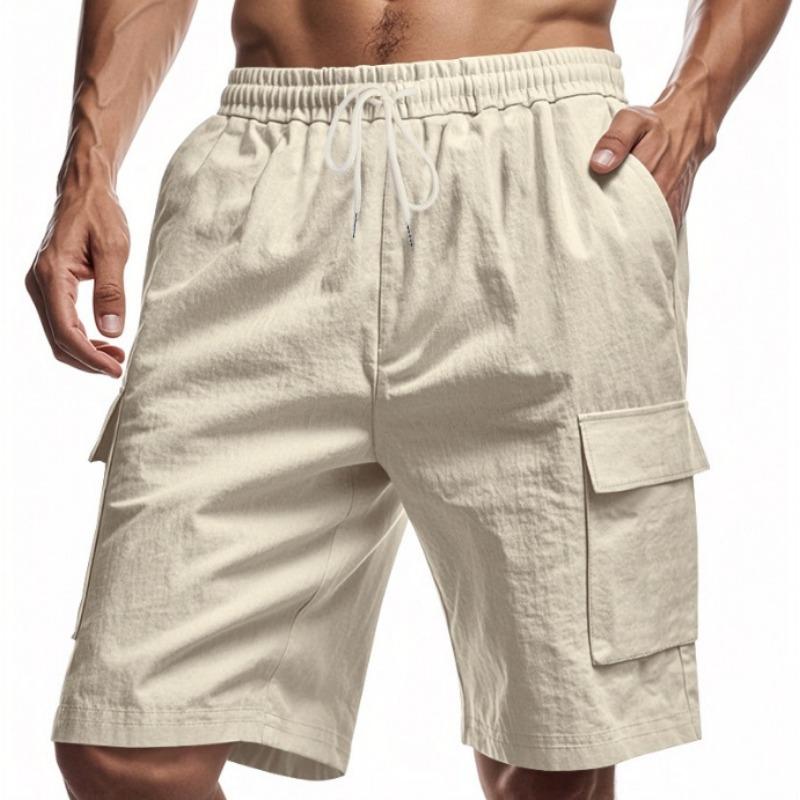Mens Multi Pocket Drawstring Waist Cargo Casual Shorts