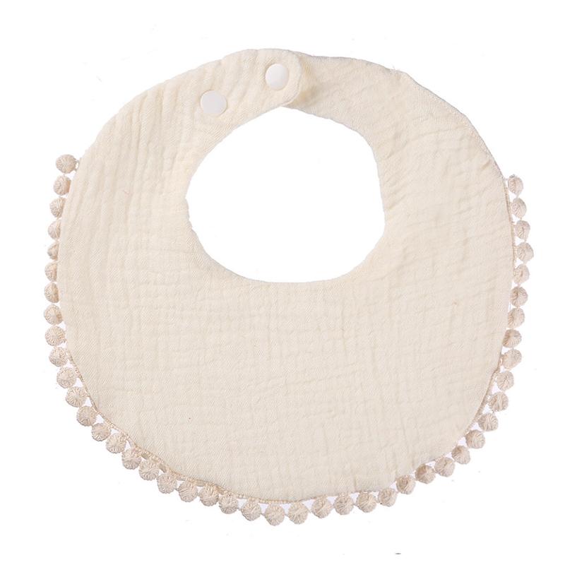 1pc Solid Colour Cotton Gauze Baby Bibs Ruffle Lace Infant Newborn Feeding Burp Cloth Saliva Towel Adjustable Bandana Drool Bibs