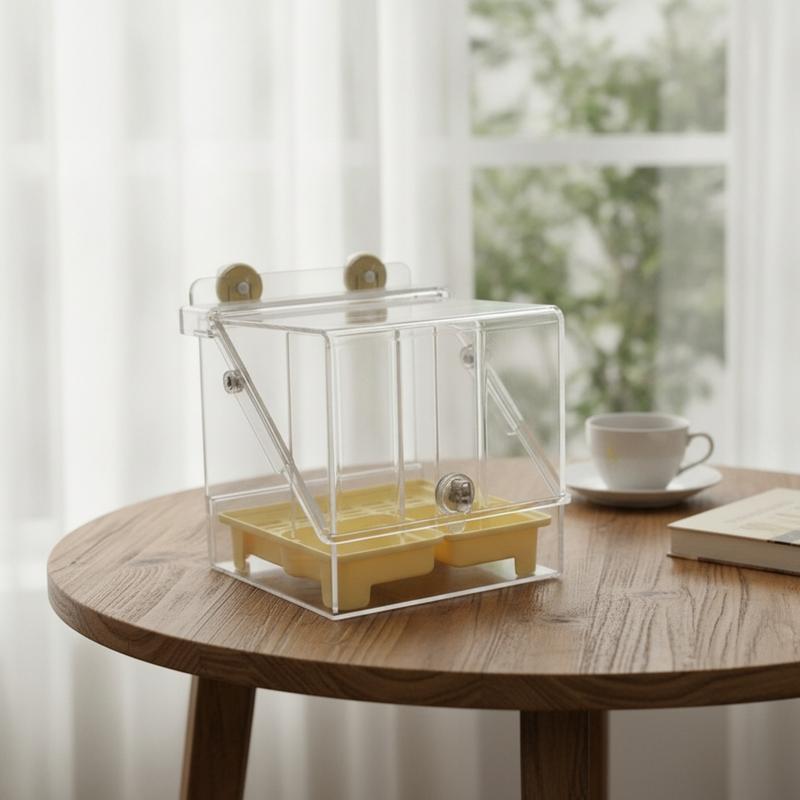 Cage Feeder Bowl Clear Bird Feeding Bowl Cage Bird Bath Compact Acrylic Pet Bath Transparent for Small Pets