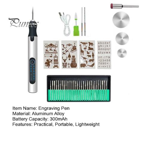 Electric Engraving Pen Kit Ergonomic Design Compact Size Portable USB Rechargeable Cordless Professional Engraver Pen Set