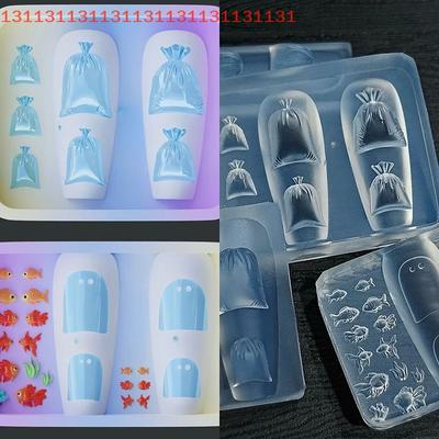 1/4Pcs Beauty Charm Carving Mold 3D Snake Girl Design Silicone Nail Mold for DIY Nail Art Decoration