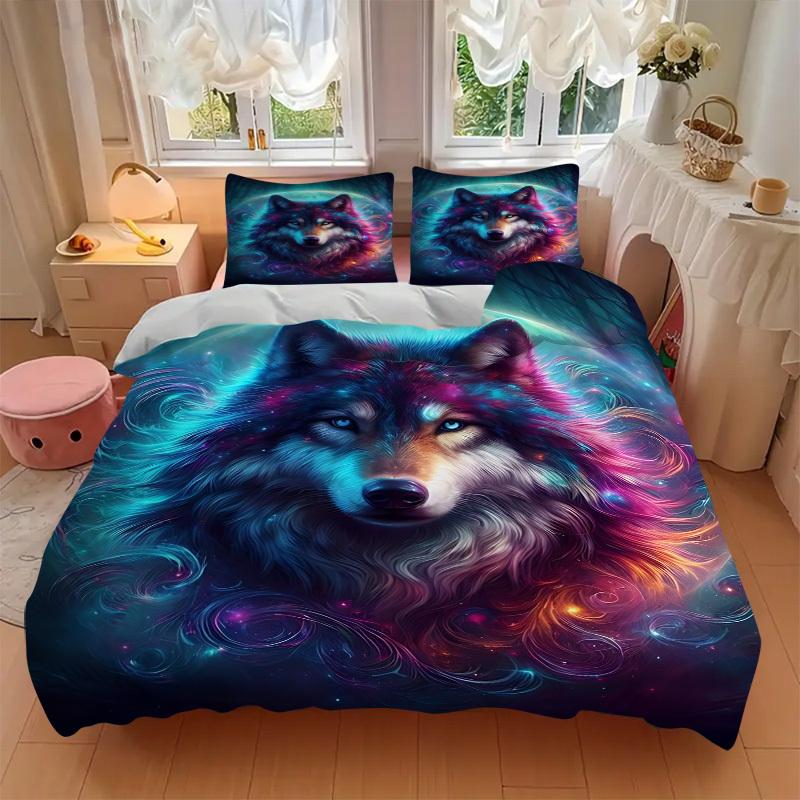 3pcs Wolf Galaxy Art Duvet Cover Set - Includes 1 Duvet Cover and 2 Pillowcases, No Quilt Core, All-Season Home Decor yy251111014