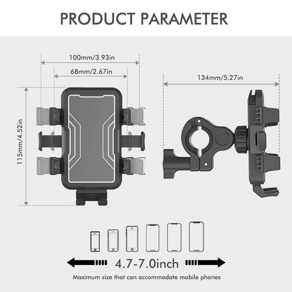 Universal Motorcycle Bike Phone Mount - 360° Rotation Anti-Shock Holder for Cycling, E-Bike & Scooter, One-Second Lock System