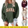 European Style Floral Grass Pattern Thick Warm Hoodie - Women's Round Neck Long Sleeve