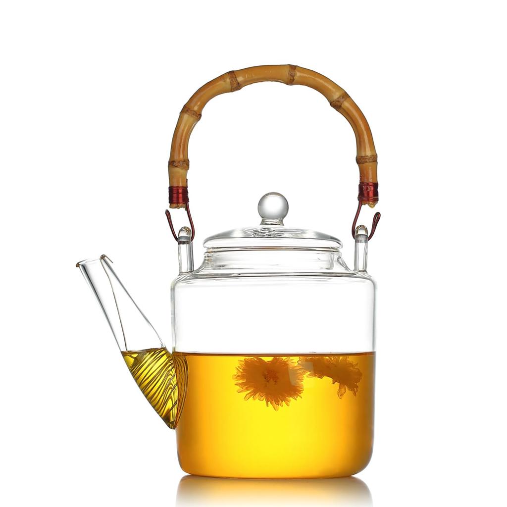 Pokaro Tea Wild Heat-Resistant Glass Teapot, 1350ml Capacity, Suitable for Direct Heat and Gas Ranges