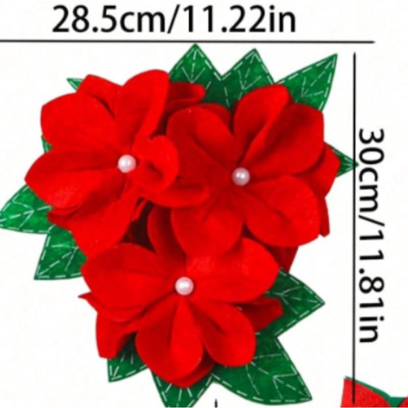 Weihnachtsbaumschmuck, Weihnachts-Flanell-Poinsettie Kunstblume, Weihnachtsdekoration Blütenkopf Hochzeit Feiertagsornament