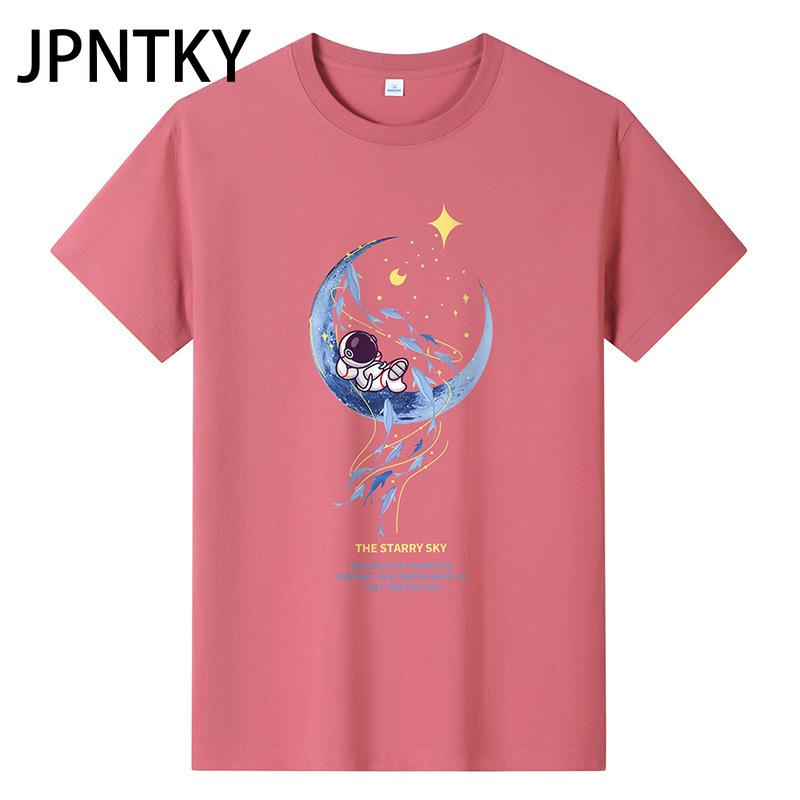 JPNTKY Cotton Short Sleeve T-shirt Men's Fashion Loose Half Sleeve Shirt Printed Compassionate Shirt