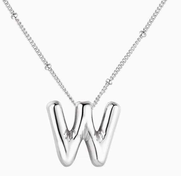 LT-12056 Stainless Steel 18K Gold Balloon Letter Necklace Silver Bubbles 26 English Alphabet Pendants Jewelry