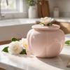 Pink Flower Ceramic Tea Jar with Sealed Lid Handmade Porcelain Tea Tin Airtight Storage Moisture-proof Tea Tin Can Home Supplies