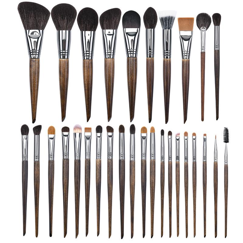 25-Piece Animal Hair Makeup Brush Set: Includes Wool Brushes for Eyeshadow, Nose Shadow, and Foundation - Artist Recommended