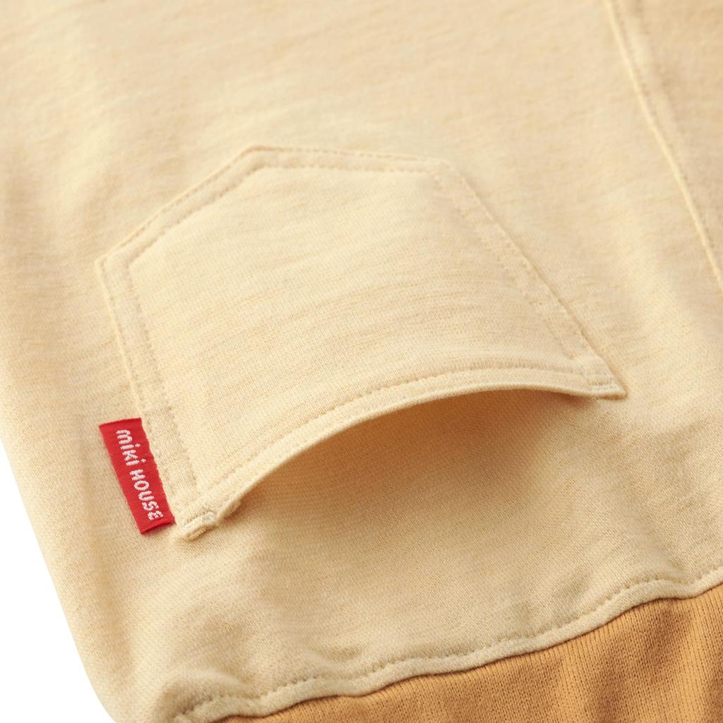 Für Jungen und für den Kindergarten und beige [Miki House] WEB-exklusive 3/4-Hose, Stretch, uni, Logo, Mädchen, Baby, Kinder, Kinderbekleidung,