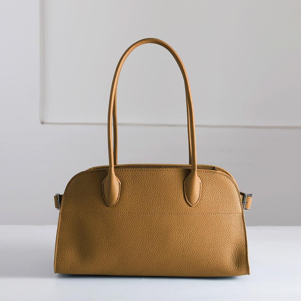 Head Layer Cowhide Tote Bag Margaux10/15 Single Shoulder Genuine Lychee Pattern Large Capacity Handbag Travel