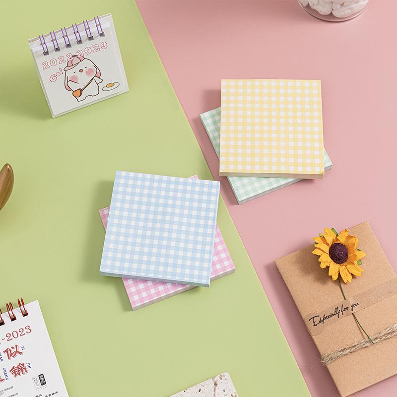Colorful Plaid Adhesive Planner Stickers - 60 Sheets of Grid Element Sticky Notes for Student Messages and Decorations