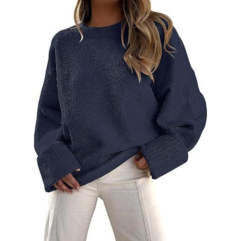Women's Sweater Women's Fall and Winter Round Neck Pullover Loose Plush Thick Section