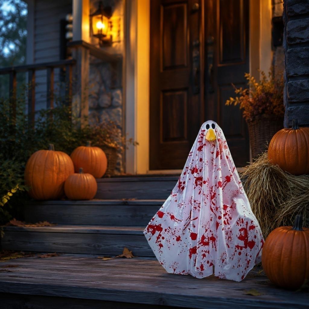 Halloween Porch Goose Decoration Bloody Ghost Hanging Prop Outdoor Indoor Spooky Halloween Yard Ornament