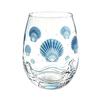 Clear Glass Cups for Party Stemless Wine Glasses with Marine Animal Pattern, 420ml Capacity, High Borosilicate Creative Gift Friends Cup, Round
