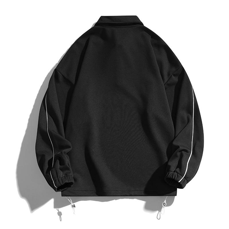 POLO Shirt Men's Autumn Korean Style Trendy Simple Solid Color Lapel Loose Sweatshirt Hong Kong Style Ins Student Top Sweatshirt