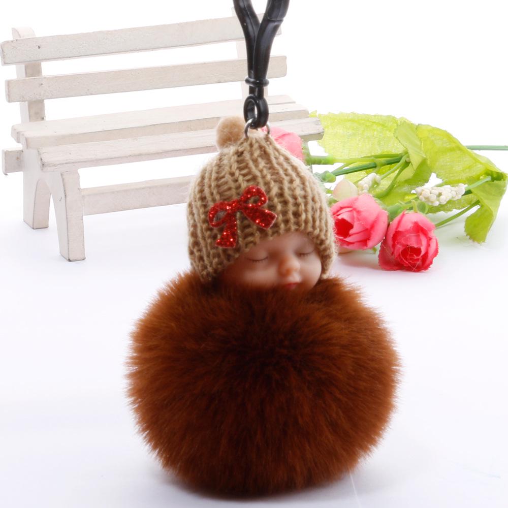 Imitation Rex Rabbit Fur Sleeping Doll Keychain - Cute Sleeping Baby Bag Pendant Gift