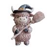 Highland Cow Resin Figurine Halloween Christmas Highland Cattle Cat Statue Animal Sculpture Holiday Party Decoration Ornament