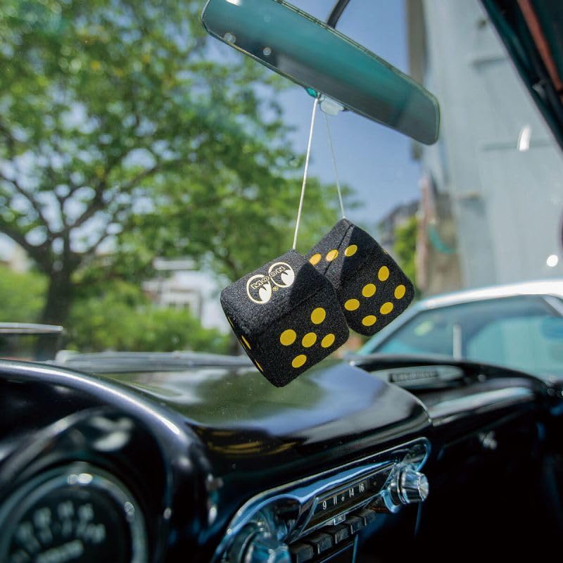 MOONEYES Fuzzy Dice Hanging Mirror Ornament Black MG878BK + Bonus