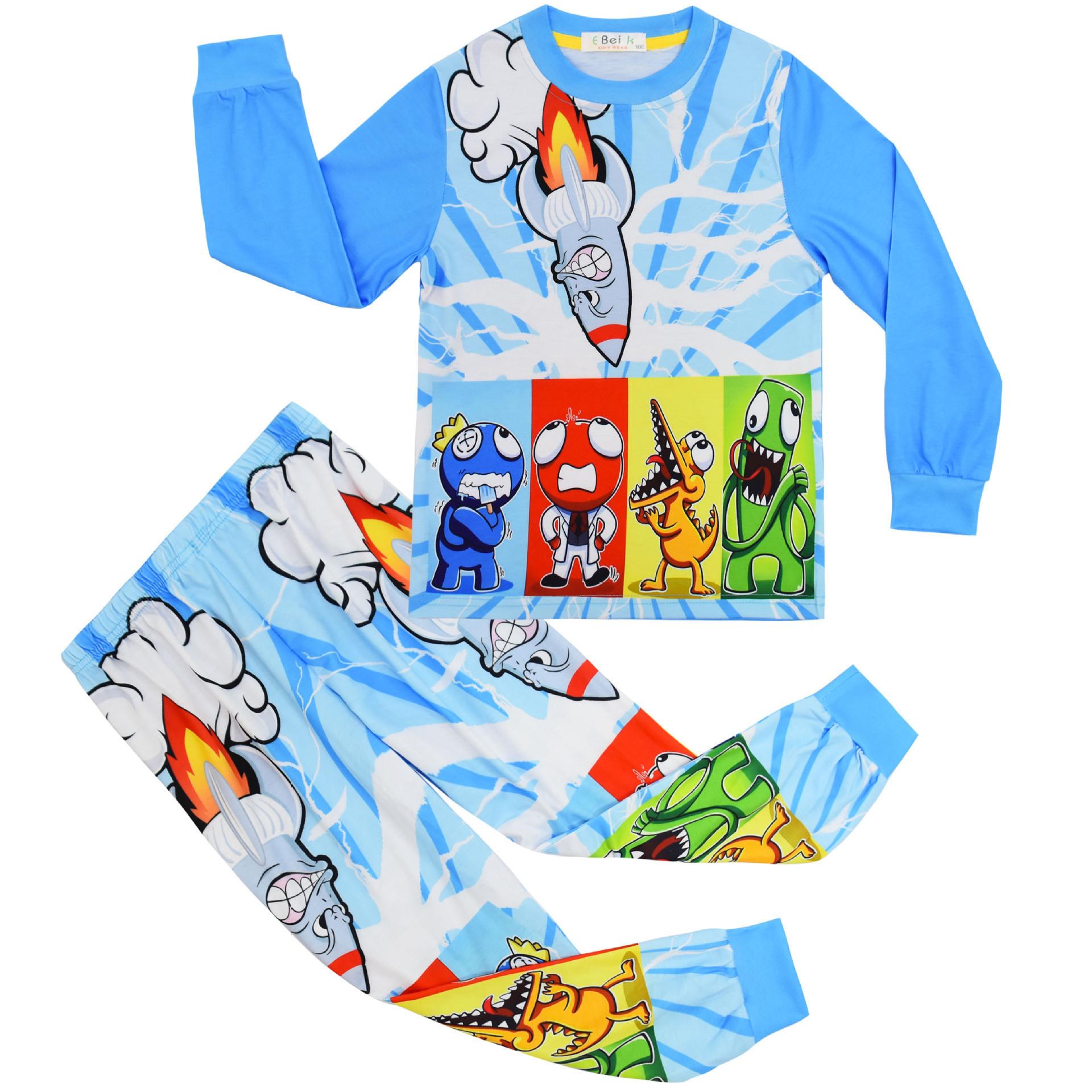 

Cartoon Digital Printing, Middle-Aged And Older Children S Long-Sleeved Loungewear Pajamas Set 7060 110