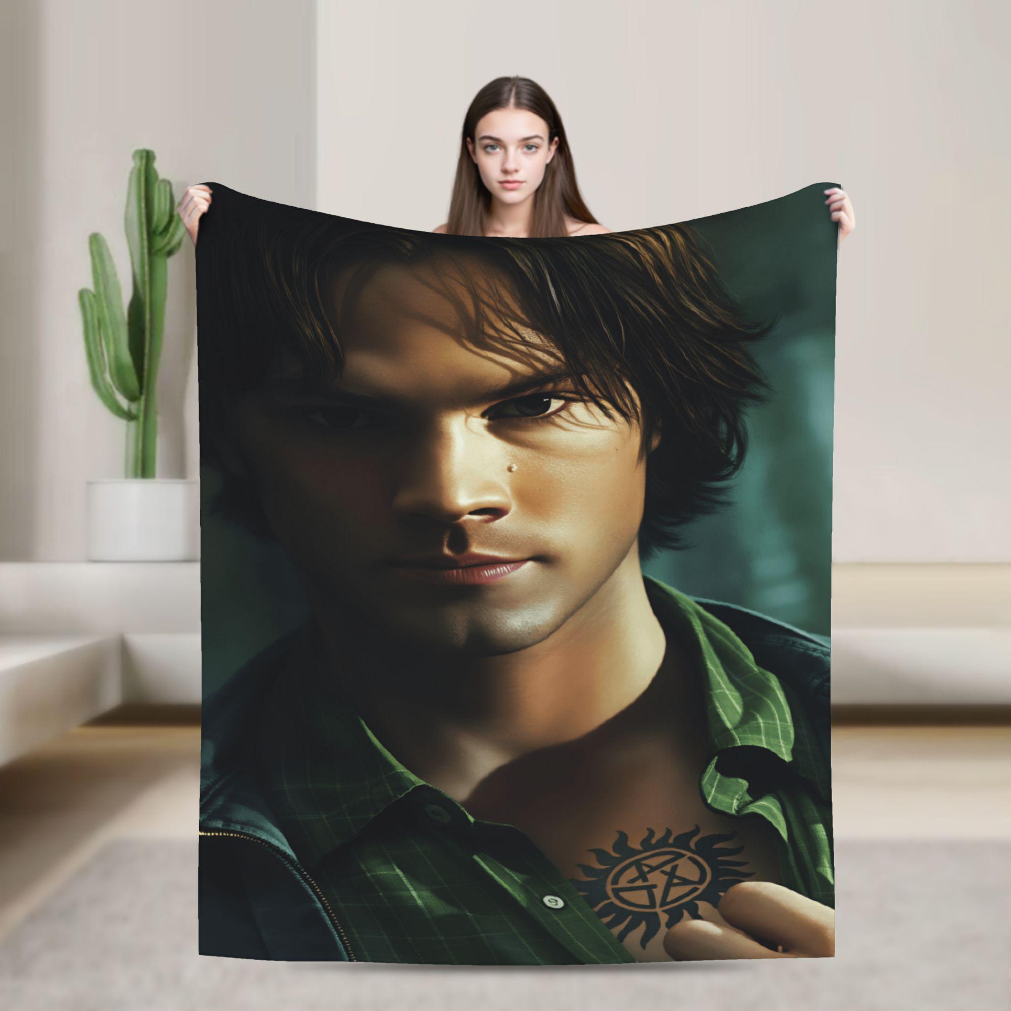 Sam Winchester Supernatural Blanket  Travel Flannel Throw Blanket For Home Decor Warm Soft Custom DIY Bedspread Gift Idea 75x90cm
