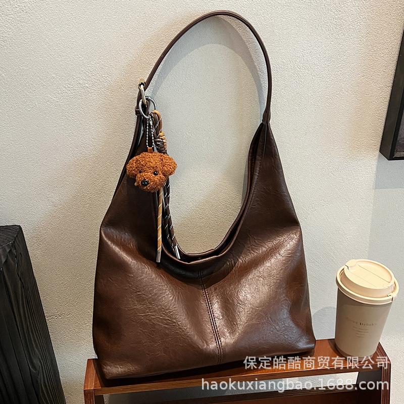 Premium sense Maillard tote bag women's 2025 new autumn and winter retro shoulder bag large capacity commuter bag