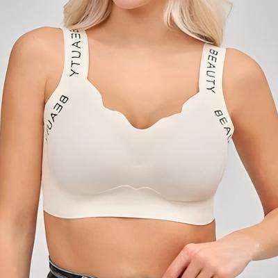 Fashion Letter Seamless Yoga Bra for Women No Steel Ring Fixed Cup Sports Sleep Bra Beautiful Back Large Size