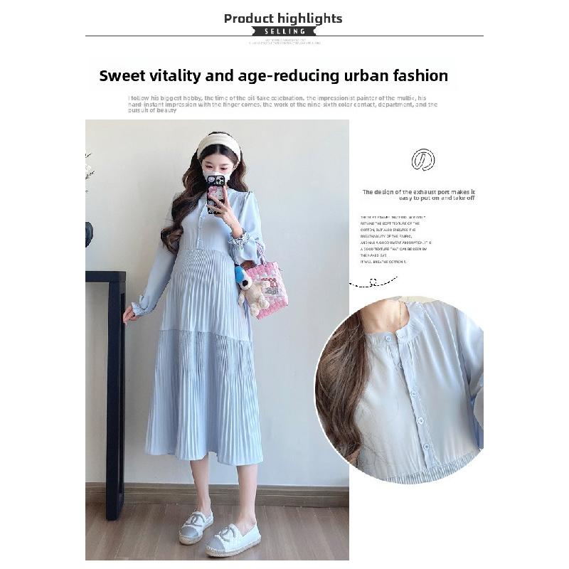 Maternity Dress Spring Autumn 2026 New Fashionable Loose Belly-Covering Shirt Dress Spring Maternity Dress