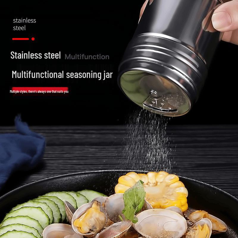 Stainless Steel Spice Jars: Chili, Black Pepper, Cumin Seasoning & Toothpick Holder for BBQ