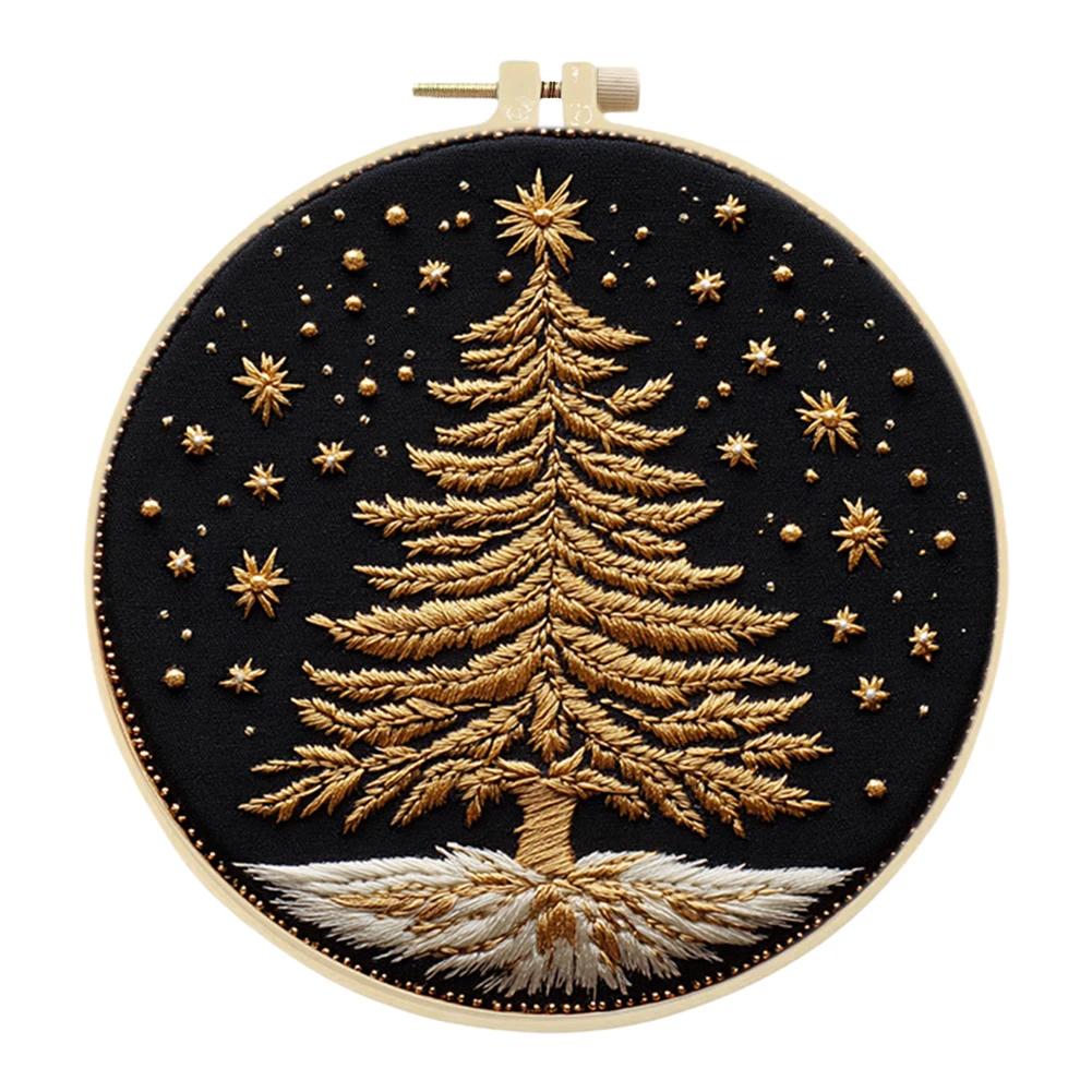 

Наборы для вышивания крестом с рождественской елкой, с пяльцами, цветной нитью