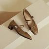 French Mary Jane shoes 2025 new spring and autumn women's shoes square head low heel single shoes one word with high heels women's thick heel