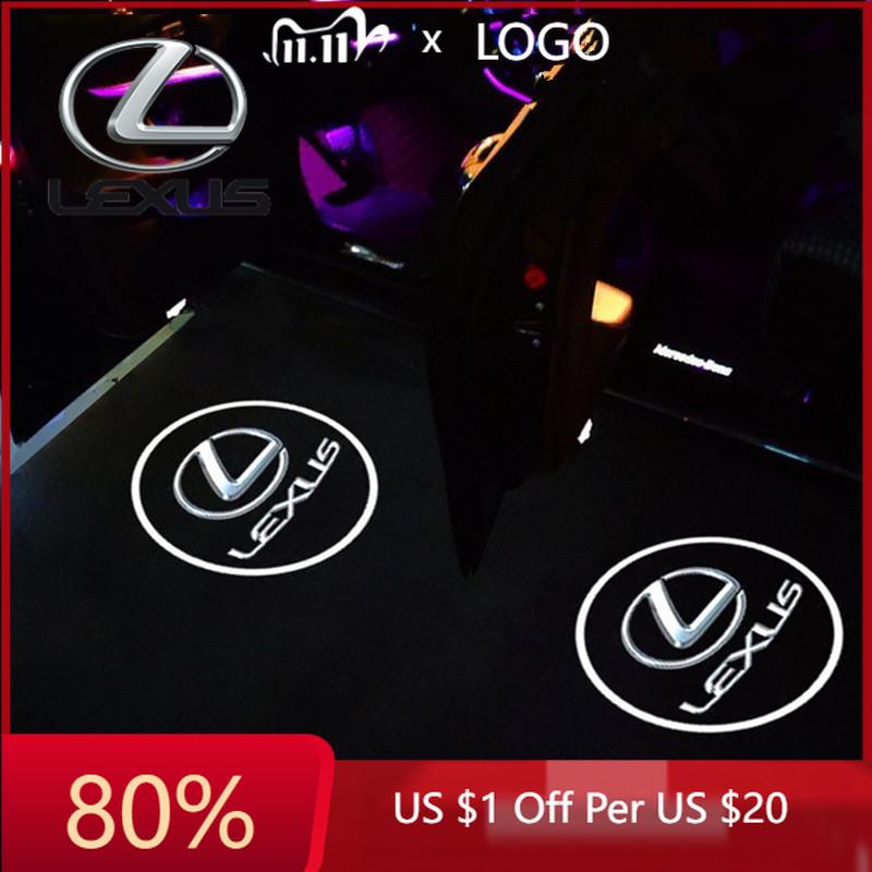 AAPL1 2026 Hot Interior Stickers 2Pcs LED Welcome Lights Car Door Emblem Projector Lamp For Lexus F SPORT GX LC RZ IS CT GS RC HS SC T