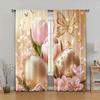 2pc,  Curtain Elegant Spring Easter Durable 100% Polyester Fabric,Without Electricity Wall Decor Perfect for Bedroom Living Room