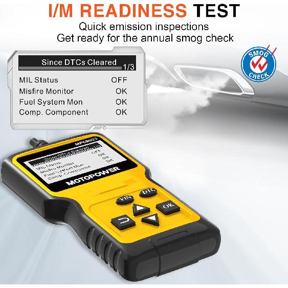MOTOPOWER MP69033 Car OBD2 Scanner Code Reader Engine Fault Scanner CAN Diagnostic Scan Tool For All OBD II Protocol Cars Since 1996, Yellow