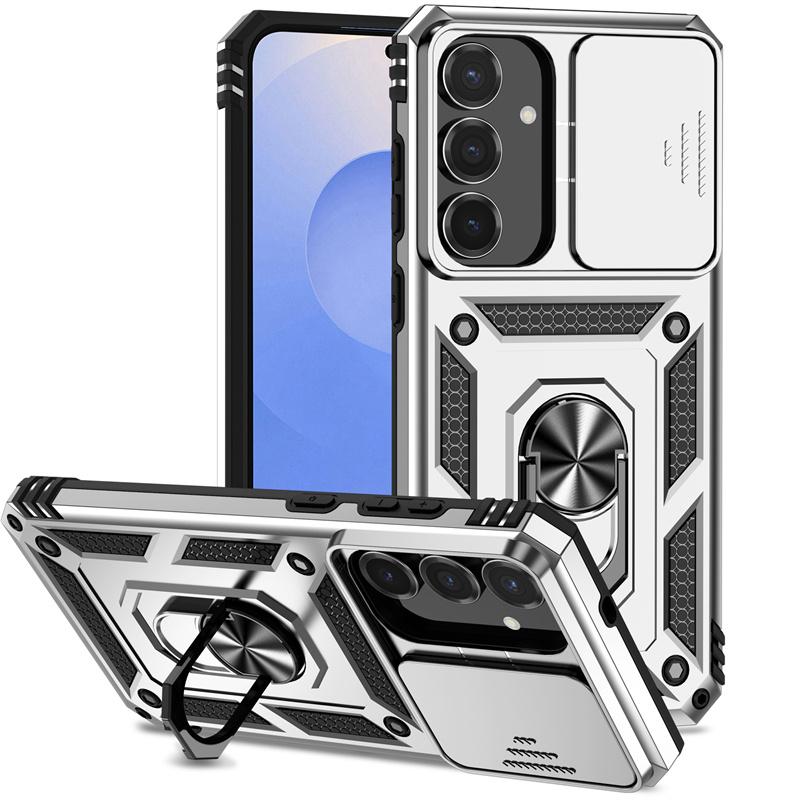 For Samsung Galaxy S25 FE 5G Case Slide Camera Lens Protect Armor Phone Case For Galaxy S 25 FE S25FE Magnetic Holder Ring Cover
