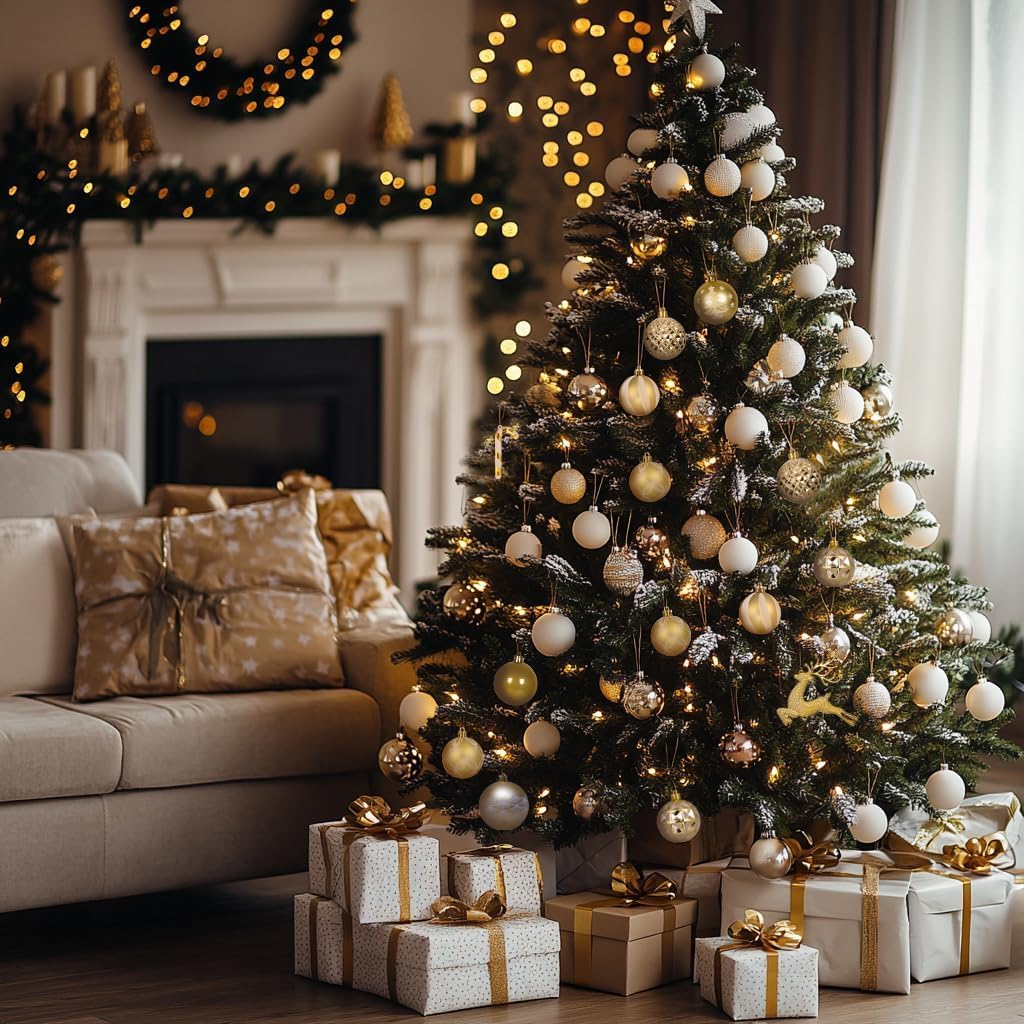 wemitas Christmas Tree 36 6cm x White and Large Nordic 8 14 Pieces Ornaments, Balls, 3cm, Gold, Capacity, Style, Wooden, Varieties,