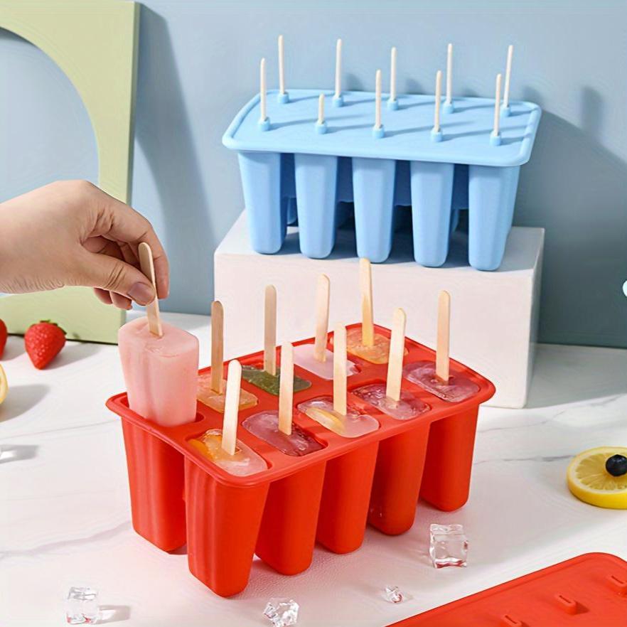 50 Stück Eisstiele enthalten Premium BPA-freies Silikon Eisformen Set 10 Stück Großes Fassungsvermögen Eis am Stiel Maker Set für selbstgemachtes Eis