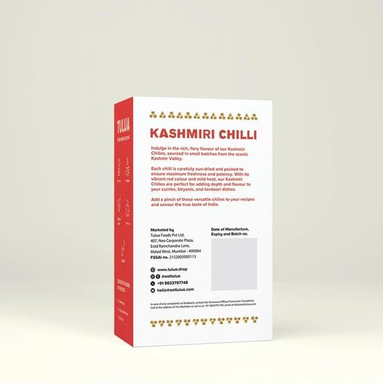 Tulua Kašmírské chilli celé (Červené chilli) - 50 g Každé Balení po 3 | Přírodní Laal Mirch | Na slunci sušené a pečlivě balené Celé červené kašmírské chilli