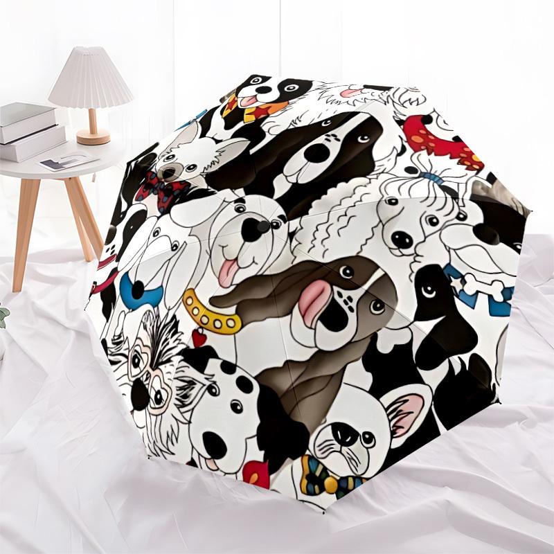 1pc Dogs Automatic Opening/Closing Folding Umbrella with 8 Ribs, Plastic Handle, Windproof Portable Sunshade Umbrella Birthday and Holiday gifts 095