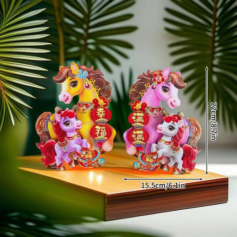 2026Chinese New Year Home Decor 3D Zodiac Horse Sticker Spring Festival Door Wall Sticker Lunar Year Window Clings New Year Gift
