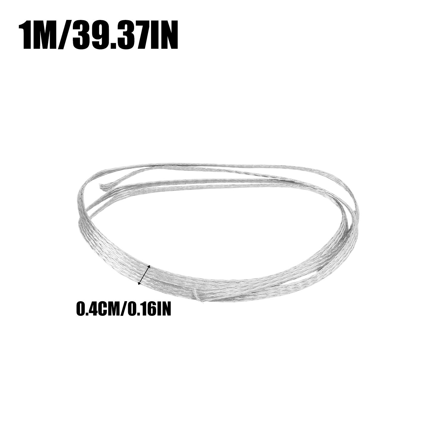 

Flat Copper Braided Sleeves Tinned Plating Metal Sheath Screening Signal Wire Cable Shielded Expandable Ground Copper Straps 1M (1pc) срібний