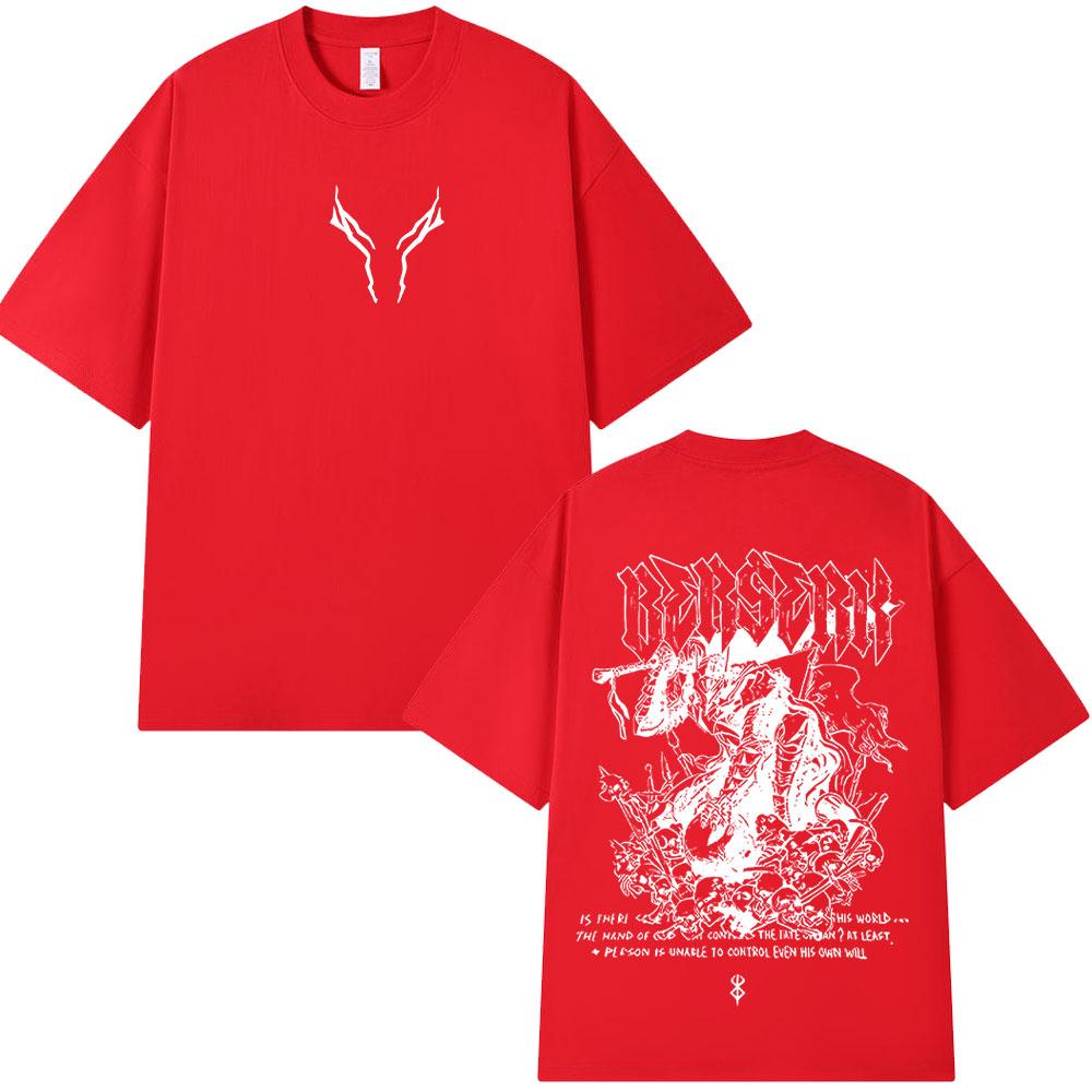 Anime Berserk Guts T Shirt Skull Knight SwordsUnisex Gatsu Zodd Vintage T-shirts Unisex s Women Summer Cotton Casual Oversized T-Shirt S