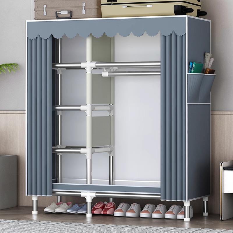 Sturdy All-Steel Cloth Wardrobe: Durable Bedroom Storage Cabinet for Easy Assembly